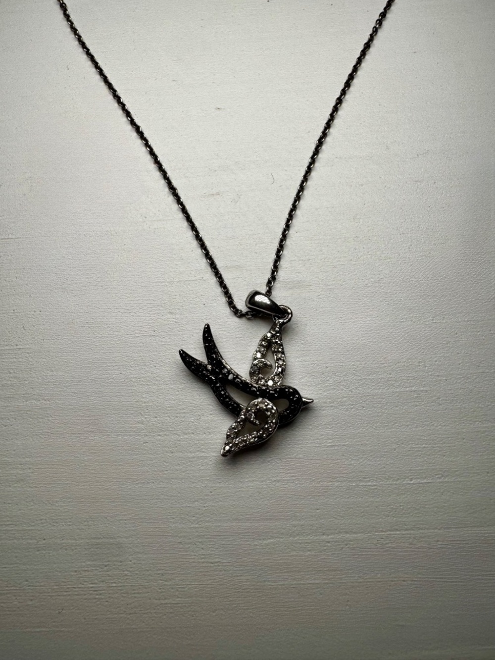 Kay Jewelers Pave Swallow Black Onyx & Black Diamond Necklace